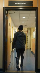 A student enters Student Health Service 
